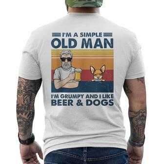 Grumpy Old Man Like Beer And Dogs Red Chihuahua Grandpa Men's T-shirt Back Print - Monsterry DE