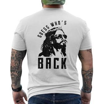 Guess Who's Back Back Again Good Friday Easter Jesus Faith Men's T-shirt Back Print | Mazezy