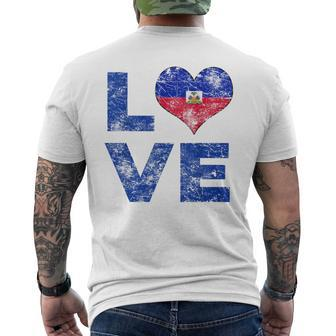 Haiti Vintage Love Heart Flag Haitian Flag Day Men's T-shirt Back Print - Monsterry