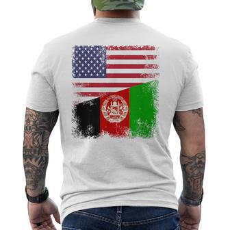 Half Afghan Flag Vintage Afghanistan Usa Men's T-shirt Back Print - Monsterry UK