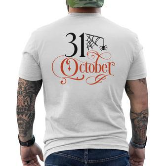 Halloween October 31 Black And Orange Desig Mens Back Print T-shirt - Seseable