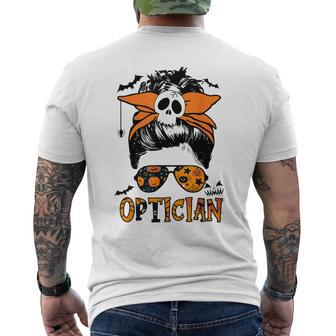 Halloween Optician Messy Bun Glasses Mens Back Print T-shirt - Thegiftio UK