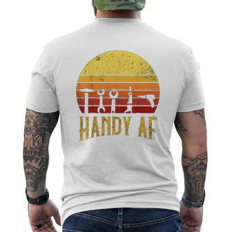 Handy Af Handyman Woodworking Mechanical Power Tools Mens Back Print T-shirt - Thegiftio UK
