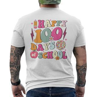 Happy 100 Days Of School Retro Disco 100Th Day Of School Men's T-shirt Back Print | Mazezy