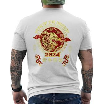 Happy Chinese New Year 2024 Year Of The Dragon 2024 Vintage Men's T-shirt Back Print - Thegiftio UK