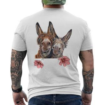 Happy Donkeys With Flower Men's T-shirt Back Print | Seseable CA