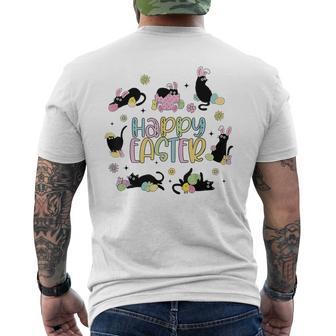 Happy Easter Cat Wearing Bunny Ear Bunny Cat Lover Men's T-shirt Back Print - Monsterry