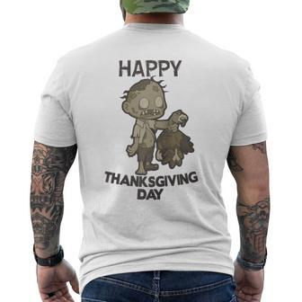 Happy Thanksgiving Day Zombie Men's T-shirt Back Print - Monsterry CA