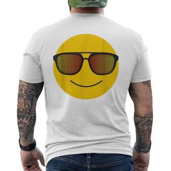 Happy Yellow Cartoon Face Party Sunglass Glasses Men's T-shirt Back Print - Monsterry