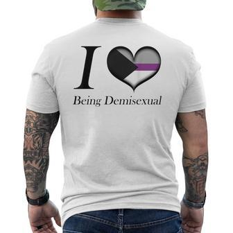 I Heart Being Demisexual Pride Flag Colored Heart Men's T-shirt Back Print - Monsterry