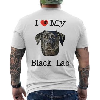 I Heart Love My Black Lab Portrait Of Labrador Face Men's T-shirt Back Print - Monsterry AU