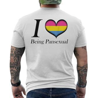 I Heart Being Pansexual Pride Flag Colored Heart Men's T-shirt Back Print - Monsterry