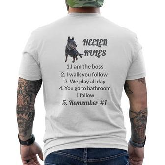 Heeler Rules Red Or Blue Cattle Dog How They Think Mens Back Print T-shirt - Thegiftio UK