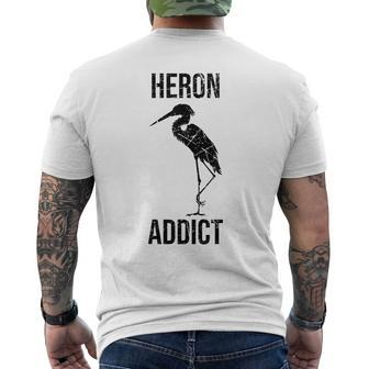 Heron Addict Pun Bird Watching Men's T-shirt Back Print - Monsterry AU