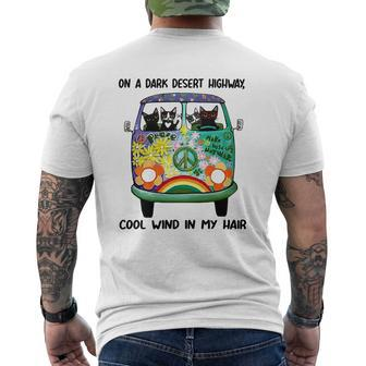 Hippie Bus Cats In A Dark Desert Highway Cool Wind In My Hair T-Shirt Mens Back Print T-shirt - Thegiftio UK