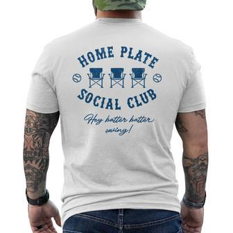 Home Plate Social Club Hey Batter Batter Swing Baseball Men's T-shirt Back Print | Mazezy
