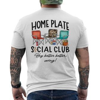 Home Plate Social Club Hey Batter Batter Swing Baseball Men's T-shirt Back Print - Monsterry