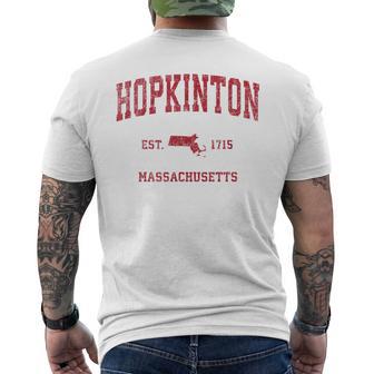 Hopkinton Massachusetts Ma Vintage Sports Red Print Men's T-shirt Back Print - Monsterry CA