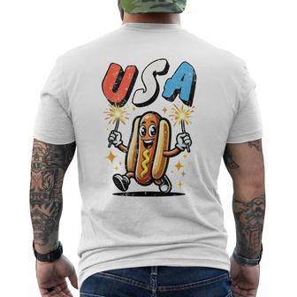 Hot Dog 4Th Of July Fireworks Independence Day Retro Men's T-shirt Back Print - Monsterry AU