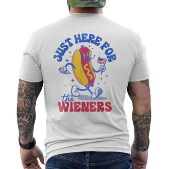 Hot Dog I'm Just Here For The Wieners Fourth Of July Men's T-shirt Back Print - Monsterry CA