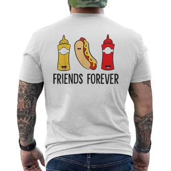 Hot Dog Mustard Ketchup Friends Forever Cute Hotdog Men's T-shirt Back Print - Monsterry