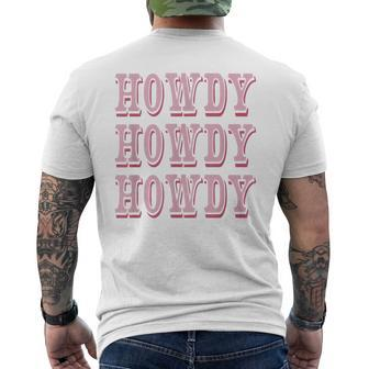 Howdy Preppy Pink Rodeo Western Country Southern Cowgirl Men's T-shirt Back Print - Thegiftio UK