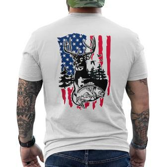 Hunting Fish American Flag Deer And Fish Hunting Fathers Day Men's T-shirt Back Print - Thegiftio UK