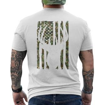Hunting- Whitetail Deer American Flag Hunter Dad Men's T-shirt Back Print - Monsterry AU