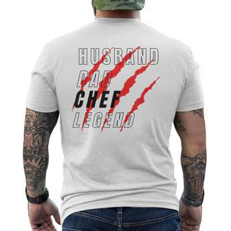 Husband Dad Chef Legend Daddy Protector Myth Father's Day Men's T-shirt Back Print - Thegiftio UK
