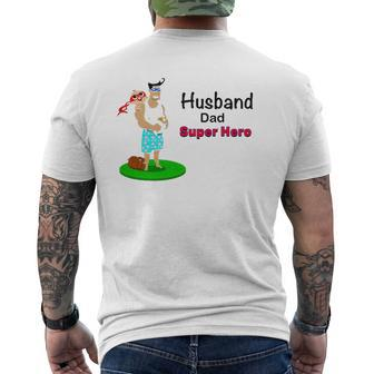 Husband Dad Super Hero Mens Back Print T-shirt | Mazezy