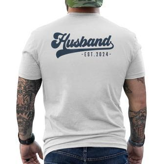 Husband Est 2024 Just Married Honeymoon Hubby Wedding Couple Men's T-shirt Back Print - Seseable
