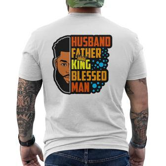 Husband Father King Blessed Man Black Melanin Men Husband Mens Back Print T-shirt | Mazezy