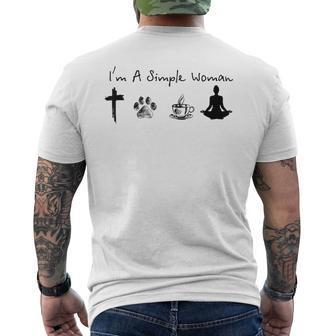 Ich Bin Eine Einfache Frau Jesus Hund Kaffee Yoga T-Shirt mit Rückendruck - Seseable