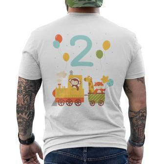 Ich Bin Zwei Jahre Kurzärmliges Herren-T-Kurzärmliges Herren-T-Shirt, Zweiter Geburtstag Junge Zug Motiv - Seseable