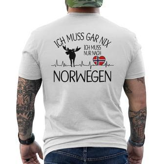 Ich Muss Nur Nach Norwegian Ich Muss Gar Nix Gray S T-Shirt mit Rückendruck - Seseable