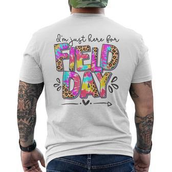 I'm Just Here For Field Day Leopard Tie Dye Happy Field Day Men's T-shirt Back Print - Seseable
