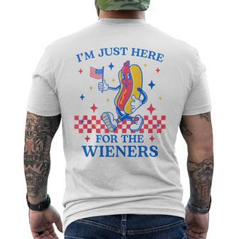 I'm Just Here For The Wieners 4Th Of July Hot Dog Flag Men's T-shirt Back Print - Monsterry