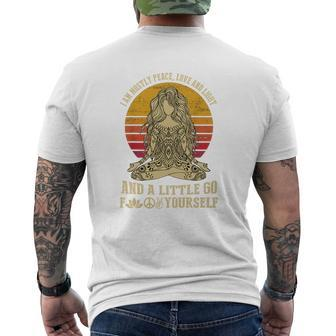 I'm Mostly Peace Love And Light And A Little Yoga V2 Mens Back Print T-shirt - Thegiftio UK