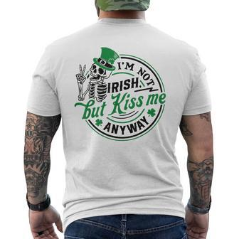 I'm Not Irish But Kiss Me Anyway St Patrick's Skeleton Men's T-shirt Back Print - Monsterry