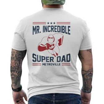 The Incredibles Mr Super Dad Metroville Mens Back Print T-shirt | Mazezy
