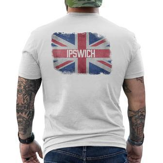 Ipswich United Kingdom British Flag Vintage Uk Souvenir Men's T-shirt Back Print - Monsterry