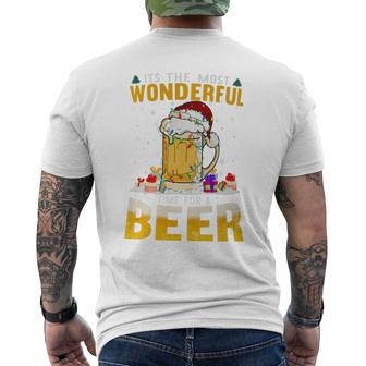 Its The Most Wonderful Time For A Beer Christmas Santa Light Men's T-shirt Back Print - Monsterry DE