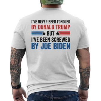 I've Never Been Fondled By Donald Trump But Joe Biden Men's T-shirt Back Print - Monsterry UK