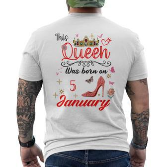 January 5Th Birthday This Queen Was Born On January 5 Men's T-shirt Back Print - Monsterry
