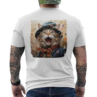 Javanese Cat Singing Top-Hat Birthday Party Graphic Men's T-shirt Back Print - Monsterry AU