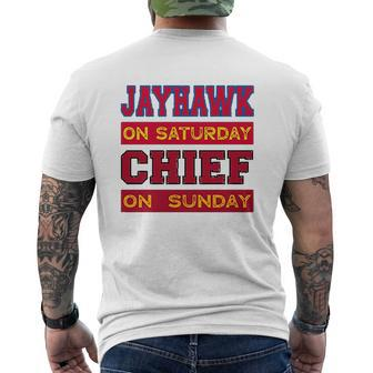 Jayhawk On Saturday Chief On Sunday Mens Back Print T-shirt - Thegiftio UK