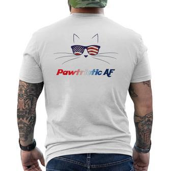 July 4Th American Cat Pawtriotic Af Patriotic Kitty Men's T-shirt Back Print - Monsterry