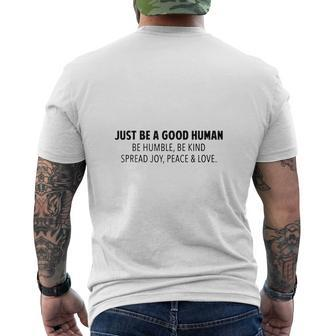 Just Be A Good Human Mens Back Print T-shirt - Seseable