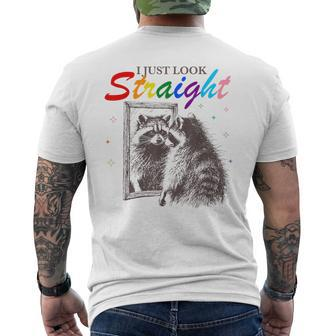 I Just Look Straight Raccoon Queer Gay Les Lgbt Meme Men's T-shirt Back Print - Monsterry UK