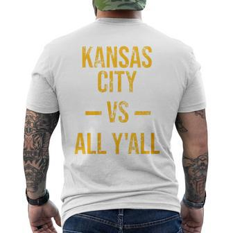 Kansas City Vs All Y'all Vintage Weathered Southern Slang Men's T-shirt Back Print - Monsterry UK